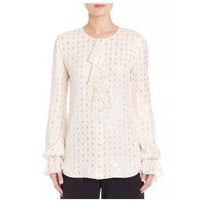 NEW St John Rare Silk Button Down Blouse